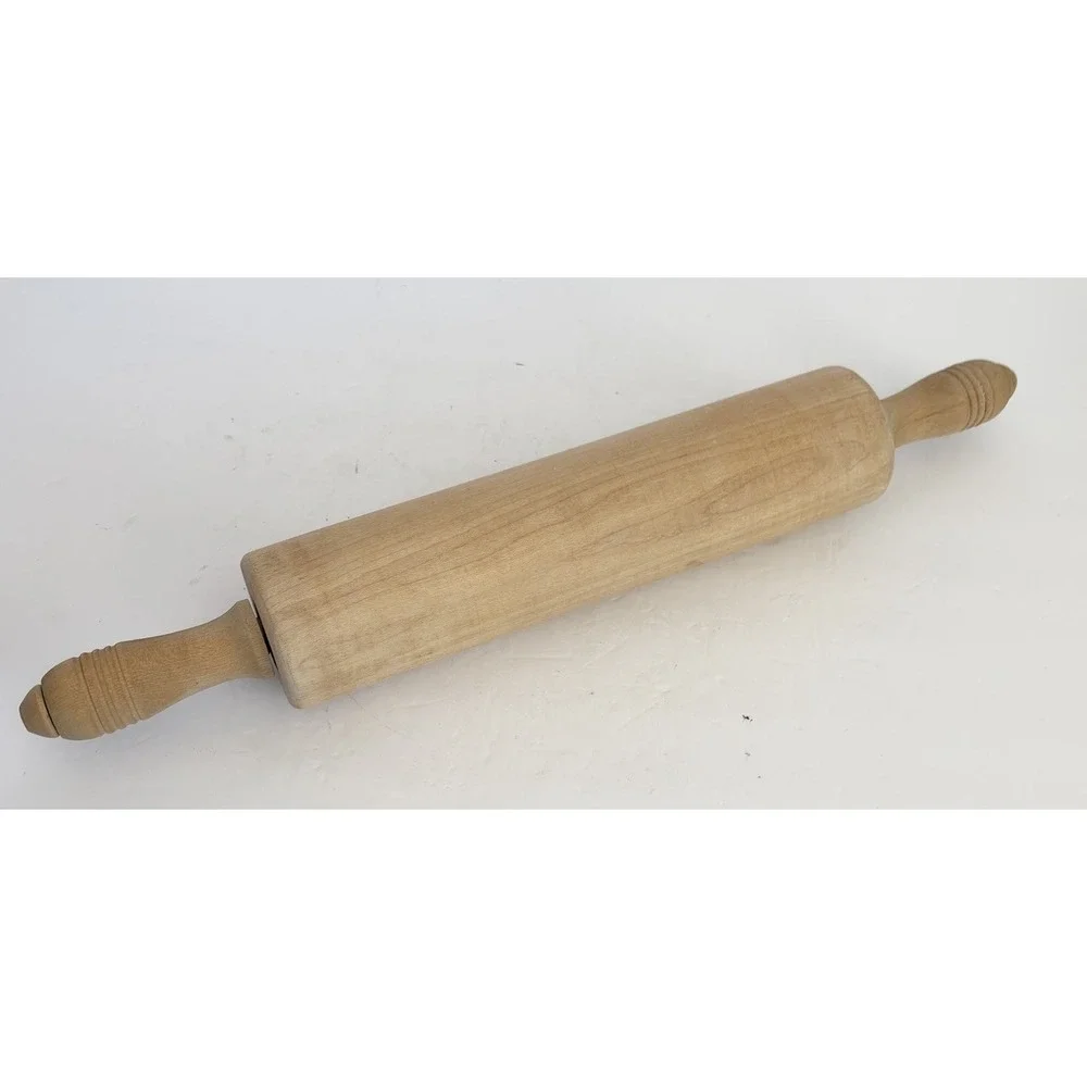 Vintage Munising Wooden Rolling Pin USA Primitive Farmhouse Maple Baking